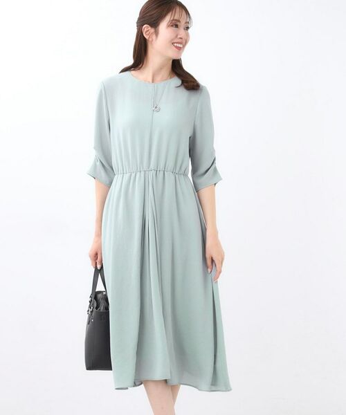 Reflect / リフレクト ロング・マキシ丈ワンピース | 【吸水速乾/防しわ】シルキープリーツワンピース(サックスブルー(090))