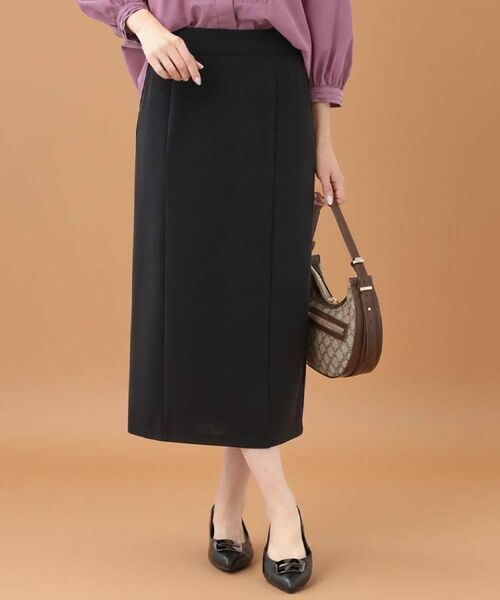 Reflect / リフレクト スカート | 【すっきり見え/ウエスト総ゴム】ジャージナロースカート(ブラック(019))