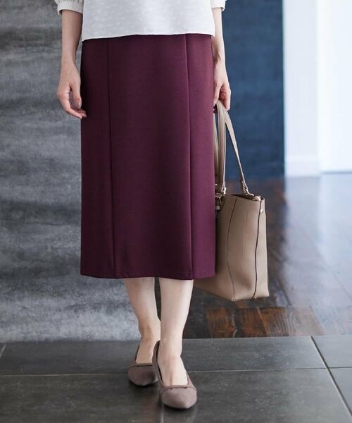 Reflect / リフレクト スカート | 【すっきり見え/ウエスト総ゴム】ジャージナロースカート(ボルドー(064))