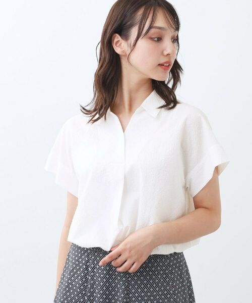 Reflect / リフレクト シャツ・ブラウス | 【二の腕さりげなくカバー】シャツ衿オフボディブラウス | 詳細1