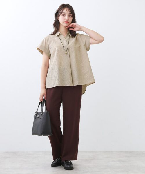 Reflect / リフレクト シャツ・ブラウス | 【二の腕さりげなくカバー】シャツ衿オフボディブラウス | 詳細11