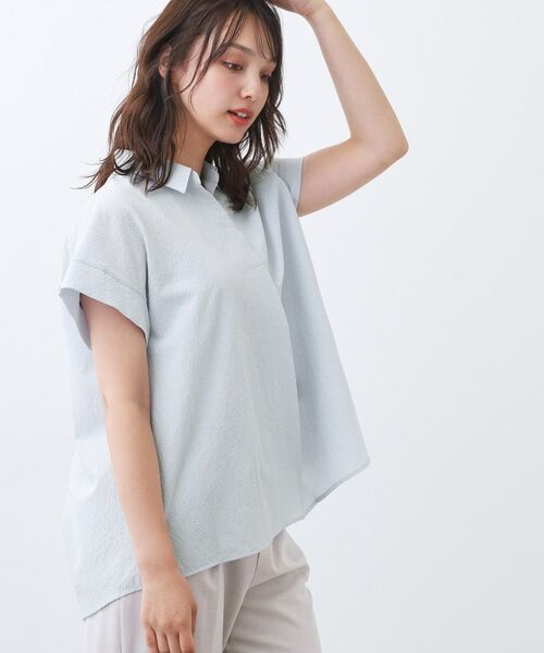 Reflect / リフレクト シャツ・ブラウス | 【二の腕さりげなくカバー】シャツ衿オフボディブラウス | 詳細14