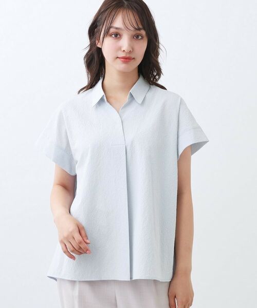 Reflect / リフレクト シャツ・ブラウス | 【二の腕さりげなくカバー】シャツ衿オフボディブラウス | 詳細18