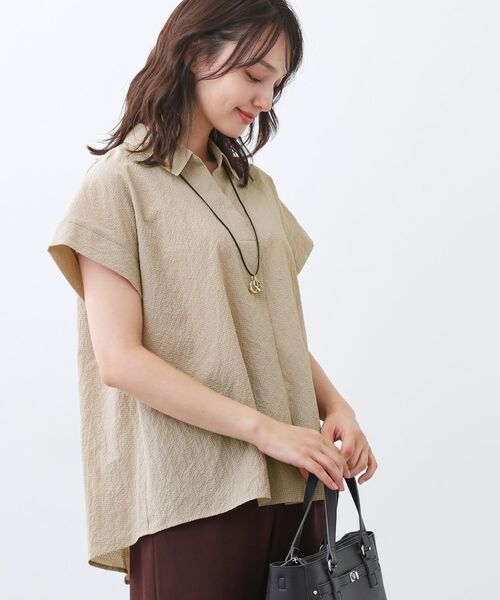 Reflect / リフレクト シャツ・ブラウス | 【二の腕さりげなくカバー】シャツ衿オフボディブラウス | 詳細9