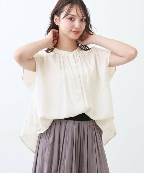 Reflect / リフレクト シャツ・ブラウス | 【二の腕さりげなくカバー】バンドカラーブラウス | 詳細1