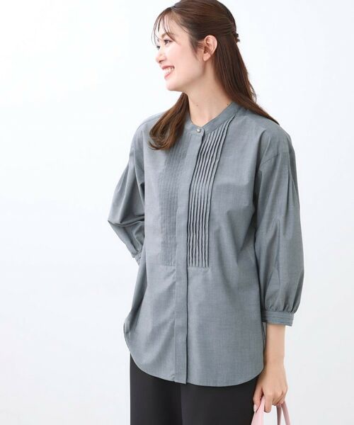 Reflect / リフレクト シャツ・ブラウス | 【程よいゆとり感/体型カバー】ピンタックデザインシャンブレーブラウス | 詳細13