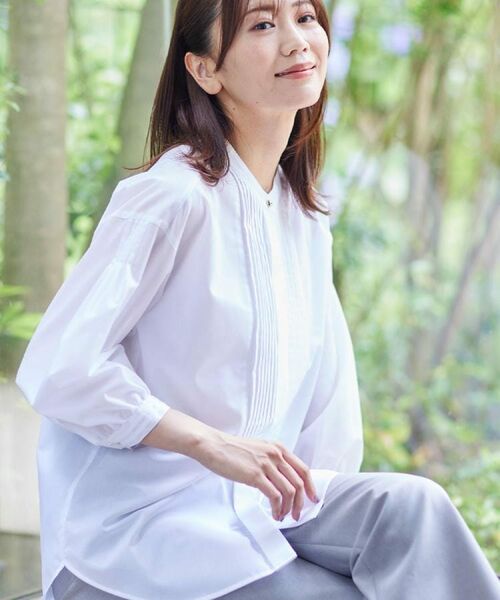 Reflect / リフレクト シャツ・ブラウス | 【程よいゆとり感/体型カバー】ピンタックデザインシャンブレーブラウス | 詳細2