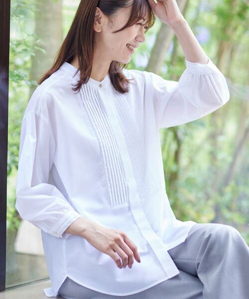 Reflect / リフレクト シャツ・ブラウス | 【程よいゆとり感/体型カバー】ピンタックデザインシャンブレーブラウス | 詳細3