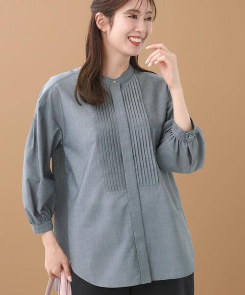 Reflect / リフレクト シャツ・ブラウス | 【程よいゆとり感/体型カバー】ピンタックデザインシャンブレーブラウス(ネイビー(094))