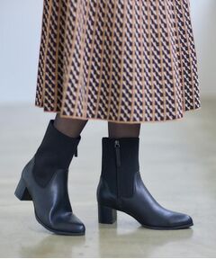 Reflect / リフレクト ブーツ（ショート丈） | 【足元すっきり見え／ファスナー開き】リブ編みニットブーツ