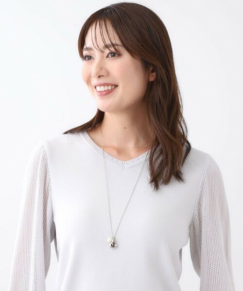 Reflect / リフレクト ネックレス・ペンダント・チョーカー | 【チェーン長さ調節可】リーフパーツ×淡水パールネックレス | 詳細1