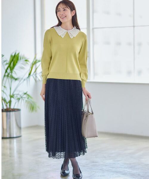 Reflect / リフレクト アクセサリー | 【コーディネートのポイントに◎】パール調ボタン×レース付け衿 | 詳細11