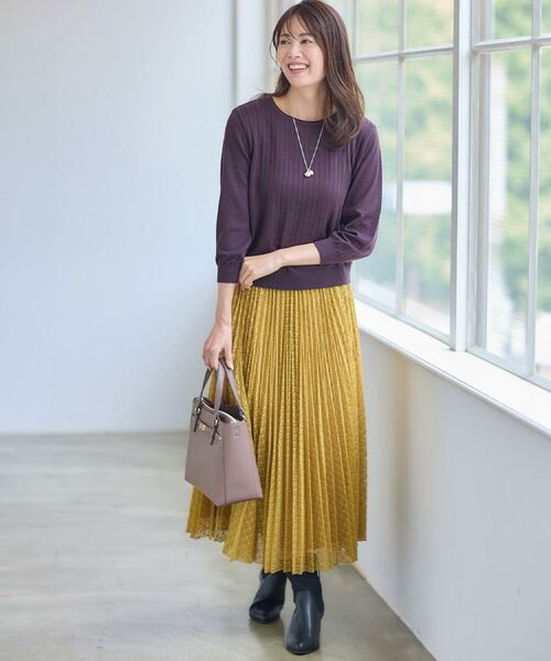 Reflect / リフレクト ニット・セーター | 【WEB先行カラーあり／インナーにおすすめ◎／アンサンブル可】すっきり見え縦編み柄ニット | 詳細3