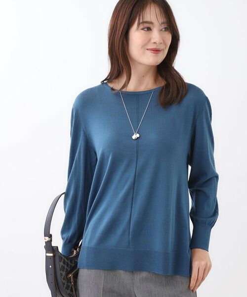 Reflect / リフレクト ニット・セーター | 【ちくちくしない/アンサンブル可/通勤におすすめ◎】オフボディニット(ブルーグリーン(097))