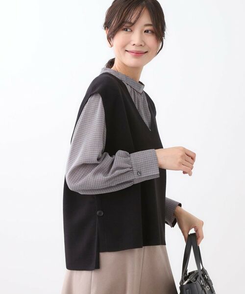 Reflect / リフレクト ベスト | 【WEB先行カラーあり/セットアップ可】Vネックニットベスト(ブラック(019))