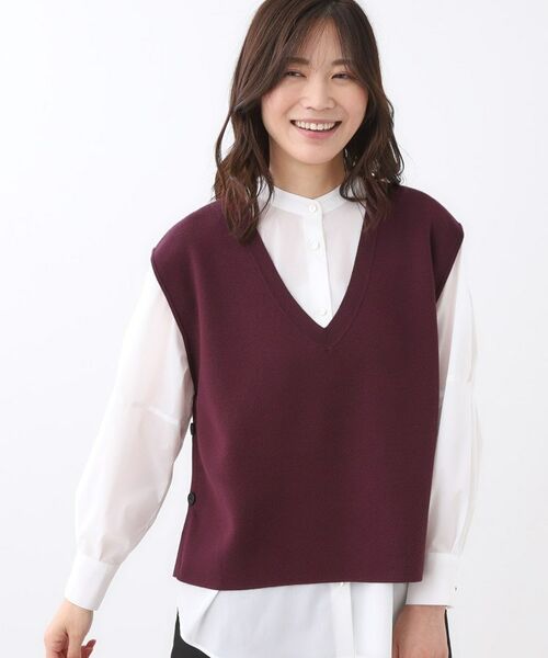 Reflect / リフレクト ベスト | 【WEB先行カラーあり/セットアップ可】Vネックニットベスト(ボルドー(064))