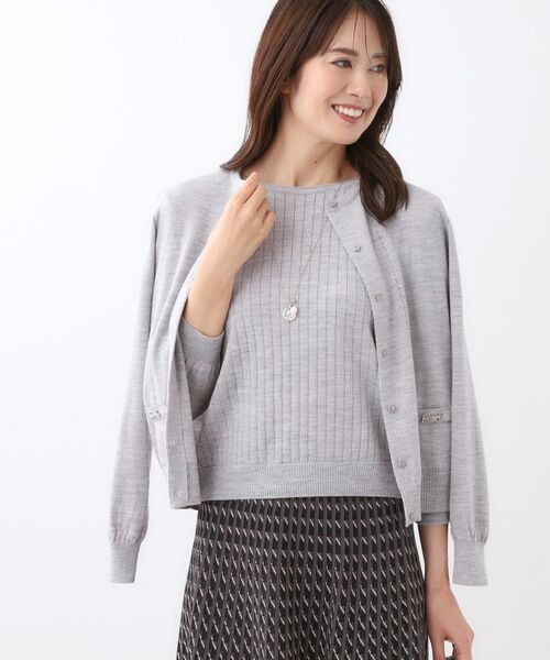 Reflect / リフレクト カーディガン・ボレロ | 【WEB先行カラーあり/軽い羽織に◎/アンサンブル可】透かし柄カーディガン(ライトグレー(011))