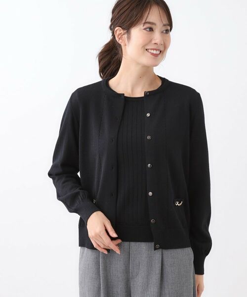 Reflect / リフレクト カーディガン・ボレロ | 【WEB先行カラーあり/軽い羽織に◎/アンサンブル可】透かし柄カーディガン(ブラック(019))