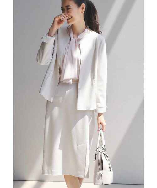 Reflect / リフレクト ノーカラージャケット | 【ライトアウター/通勤におすすめ◎/セットアップ可/すっきりシルエット】キレイめジャージジャケット | 詳細1