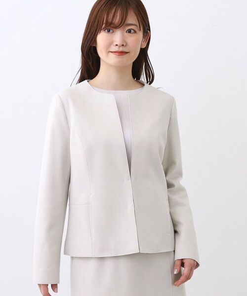 Reflect / リフレクト ノーカラージャケット | 【ライトアウター/通勤におすすめ◎/セットアップ可/すっきりシルエット】キレイめジャージジャケット | 詳細12