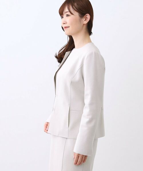 Reflect / リフレクト ノーカラージャケット | 【ライトアウター/通勤におすすめ◎/セットアップ可/すっきりシルエット】キレイめジャージジャケット | 詳細13