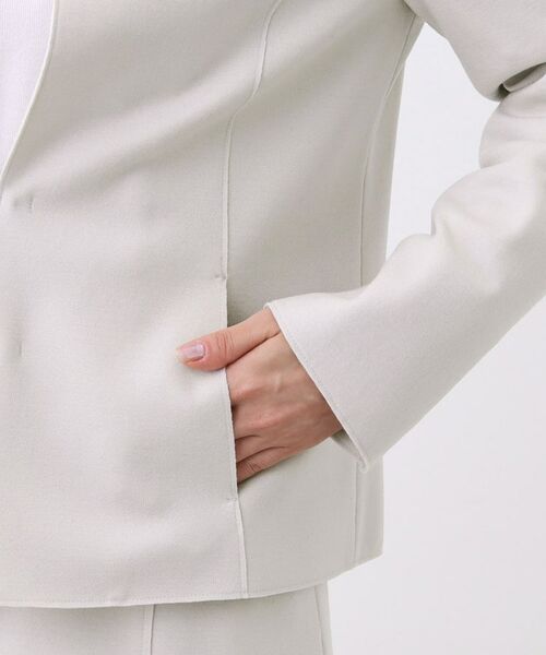Reflect / リフレクト ノーカラージャケット | 【ライトアウター/通勤におすすめ◎/セットアップ可/すっきりシルエット】キレイめジャージジャケット | 詳細18