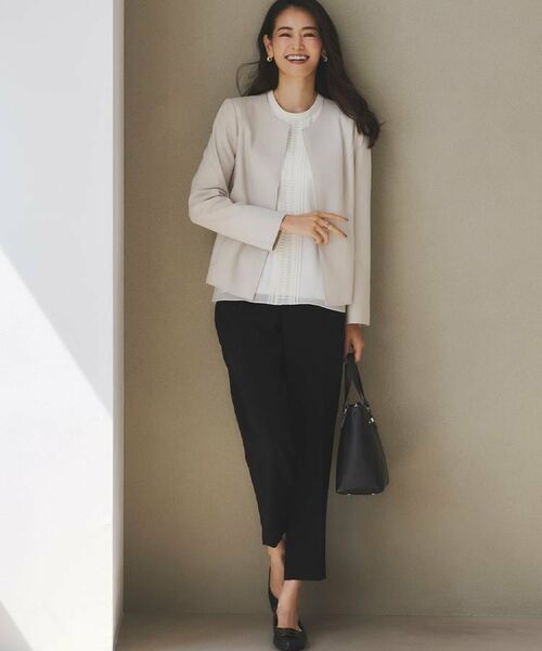 Reflect / リフレクト ノーカラージャケット | 【ライトアウター/通勤におすすめ◎/セットアップ可/すっきりシルエット】キレイめジャージジャケット | 詳細2