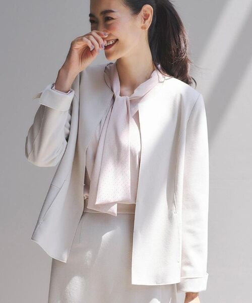 Reflect / リフレクト ノーカラージャケット | 【ライトアウター/通勤におすすめ◎/セットアップ可/すっきりシルエット】キレイめジャージジャケット | 詳細20