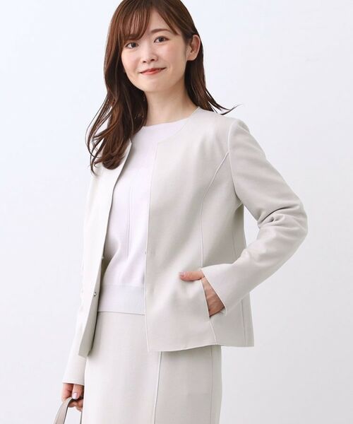 Reflect / リフレクト ノーカラージャケット | 【ライトアウター/通勤におすすめ◎/セットアップ可/すっきりシルエット】キレイめジャージジャケット | 詳細3