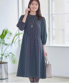 Reflect / リフレクト ロング・マキシ丈ワンピース | 【きちんと見え／通勤／セレモニーにおすすめ◎】ドット×ダイヤ柄ワンピース