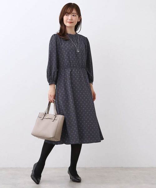 Reflect / リフレクト ロング・マキシ丈ワンピース | 【きちんと見え/通勤/セレモニーにおすすめ◎】ドット×ダイヤ柄ワンピース | 詳細10