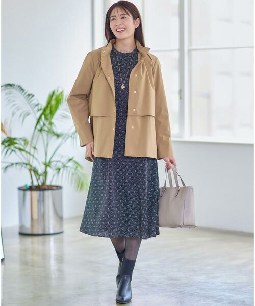 Reflect / リフレクト ロング・マキシ丈ワンピース | 【きちんと見え/通勤/セレモニーにおすすめ◎】ドット×ダイヤ柄ワンピース | 詳細22