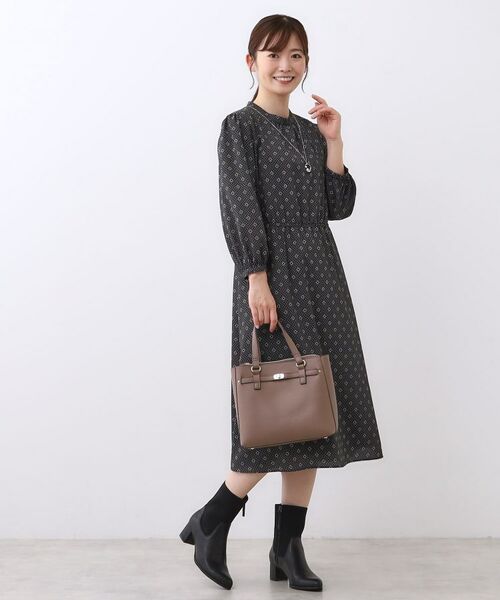 Reflect / リフレクト ロング・マキシ丈ワンピース | 【きちんと見え/通勤/セレモニーにおすすめ◎】ドット×ダイヤ柄ワンピース | 詳細6