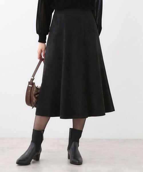 Reflect / リフレクト スカート | 【ジャケット合わせにぴったり◎】スエードライクフレアスカート(ブラック(019))