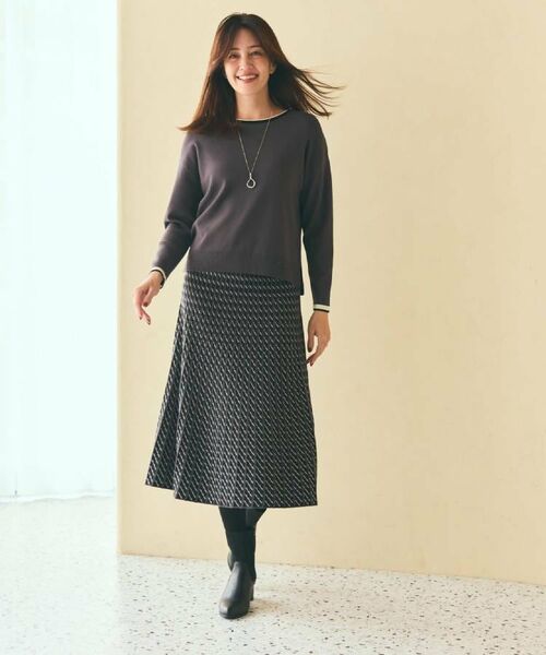 Reflect / リフレクト スカート | 【WEB先行カラーあり/セットアップ可】幾何調柄ニットスカート | 詳細1