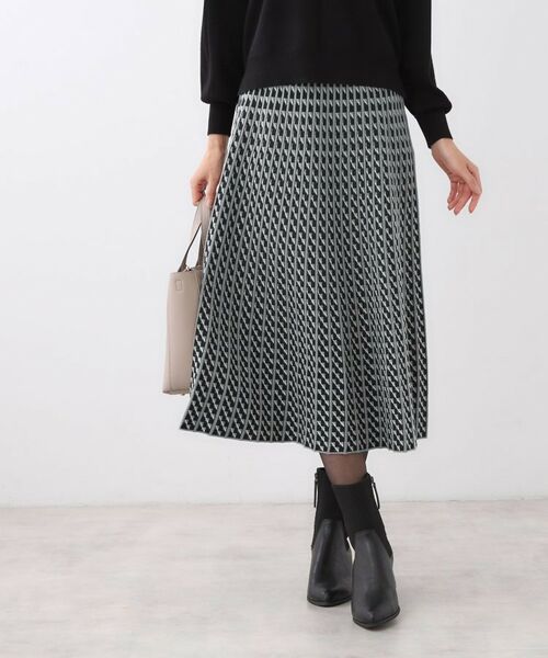 Reflect / リフレクト スカート | 【WEB先行カラーあり/セットアップ可】幾何調柄ニットスカート | 詳細7