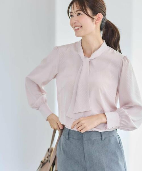 Reflect / リフレクト シャツ・ブラウス | 【きちんと見え/通勤/セレモニーにおすすめ◎】ドット柄ボウタイブラウス | 詳細12