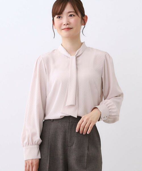 Reflect / リフレクト シャツ・ブラウス | 【きちんと見え/通勤/セレモニーにおすすめ◎】ドット柄ボウタイブラウス | 詳細13