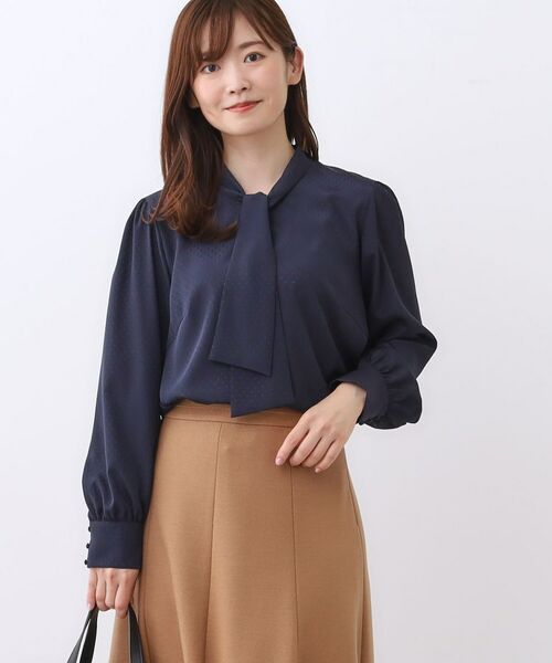 Reflect / リフレクト シャツ・ブラウス | 【きちんと見え/通勤/セレモニーにおすすめ◎】ドット柄ボウタイブラウス | 詳細16