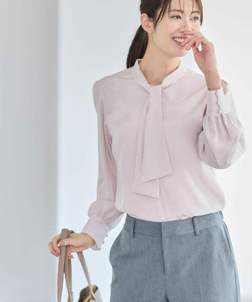 Reflect / リフレクト シャツ・ブラウス | 【きちんと見え/通勤/セレモニーにおすすめ◎】ドット柄ボウタイブラウス | 詳細3