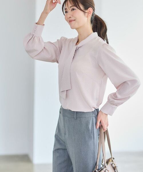 Reflect / リフレクト シャツ・ブラウス | 【きちんと見え/通勤/セレモニーにおすすめ◎】ドット柄ボウタイブラウス | 詳細5