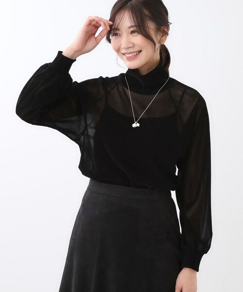 Reflect / リフレクト カットソー | 【レイヤードスタイルのインナーに◎】タートル×ラグランスリーブプルオーバー(ブラック(019))