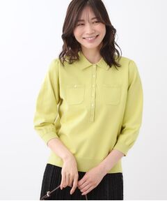 Reflect / リフレクト ニット・セーター | 【透けにくい◎】衿付き七分袖ニット