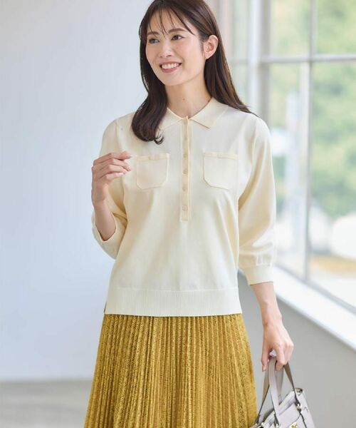 Reflect / リフレクト ニット・セーター | 【透けにくい◎】衿付き七分袖ニット | 詳細4