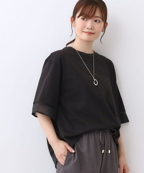 Reflect / リフレクト カットソー | 【E‐QUALITY/体型カバー】シアー×レースデザインプルオーバー | 詳細1