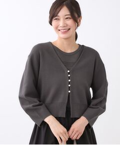 Reflect / リフレクト カーディガン・ボレロ | 【軽い羽織に◎／セットアップ可】パール調ボタン付きカーディガン
