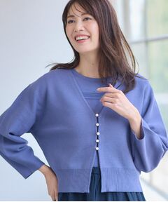Reflect / リフレクト カーディガン・ボレロ | 【軽い羽織に◎／セットアップ可】パール調ボタン付きカーディガン