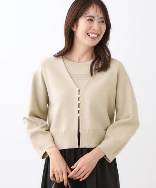 Reflect / リフレクト カーディガン・ボレロ | 【軽い羽織に◎／セットアップ可】パール調ボタン付きカーディガン | 詳細10
