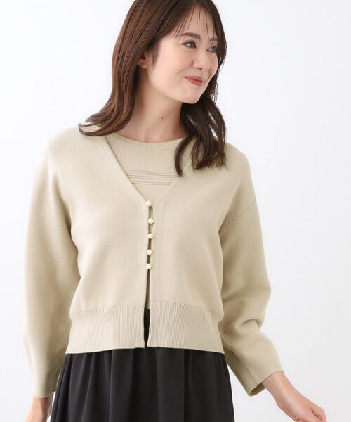 Reflect / リフレクト カーディガン・ボレロ | 【軽い羽織に◎／セットアップ可】パール調ボタン付きカーディガン | 詳細11