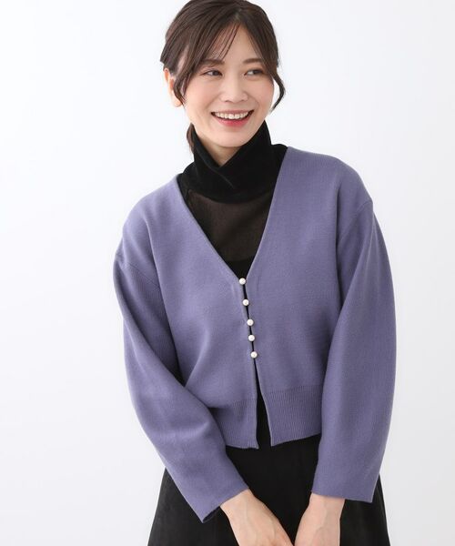 Reflect / リフレクト カーディガン・ボレロ | 【軽い羽織に◎／セットアップ可】パール調ボタン付きカーディガン | 詳細15